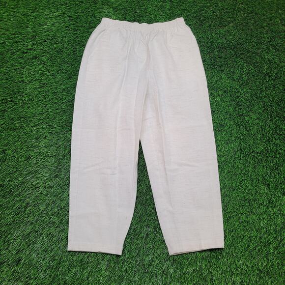 VTG 80s High Waisted Linen Pants Womens PL Cropped Tapered Leg - Picture 1 of 5